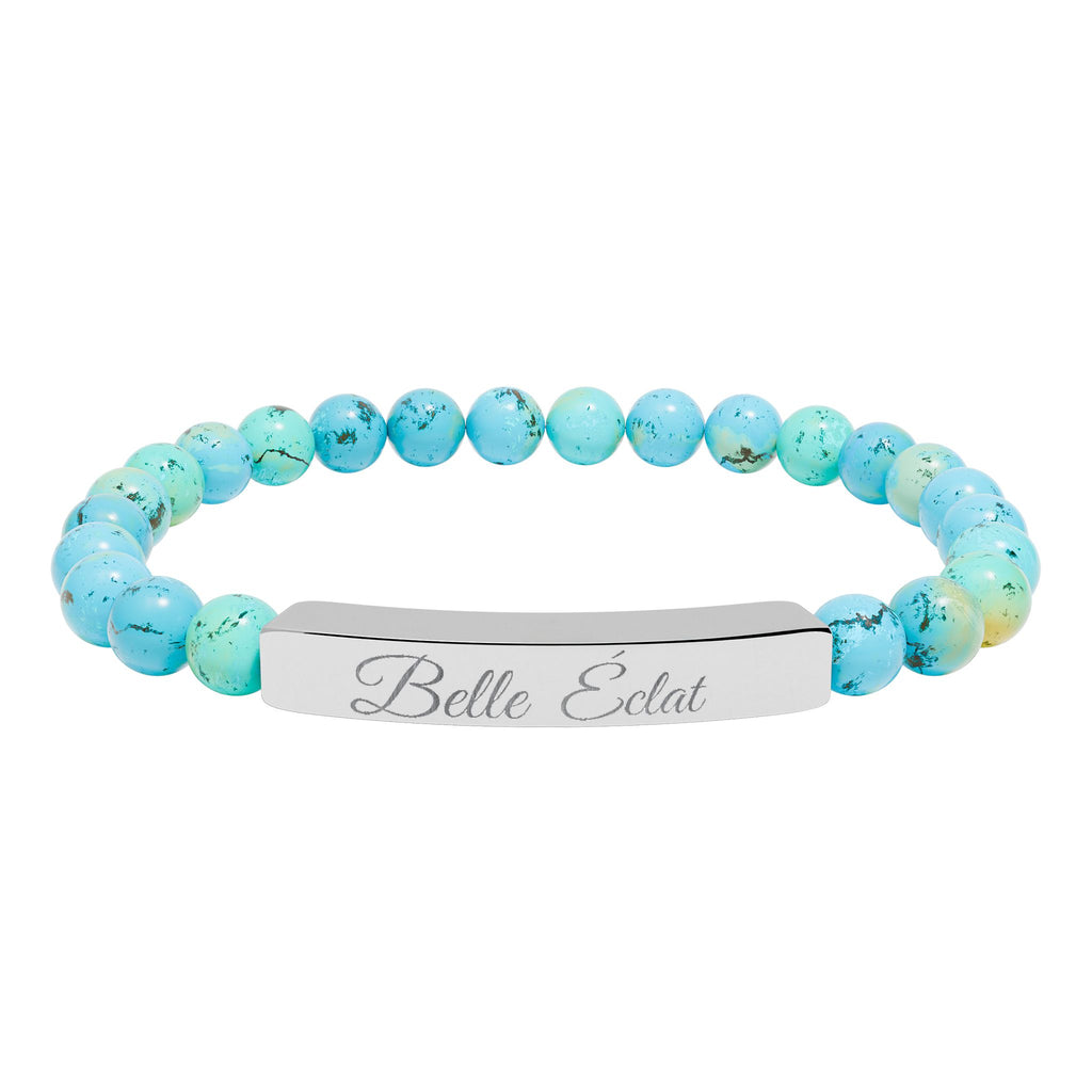 Natural Stone Stretch Bracelet (Engraved)