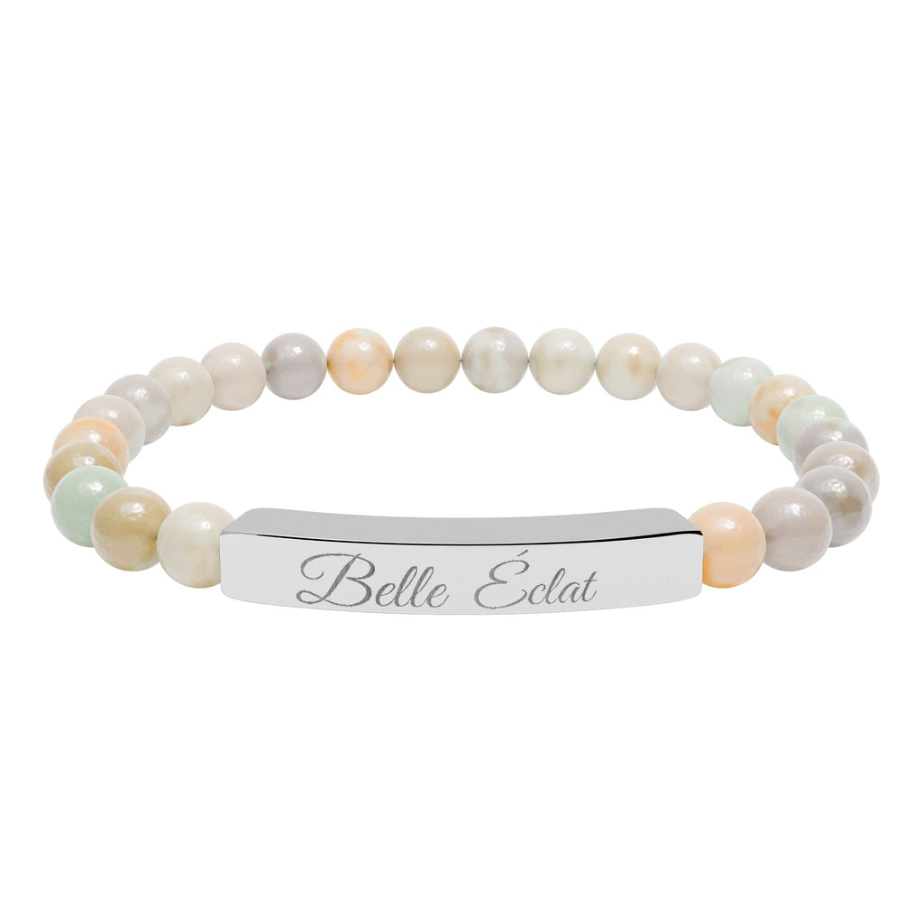 Natural Stone Stretch Bracelet (Engraved)