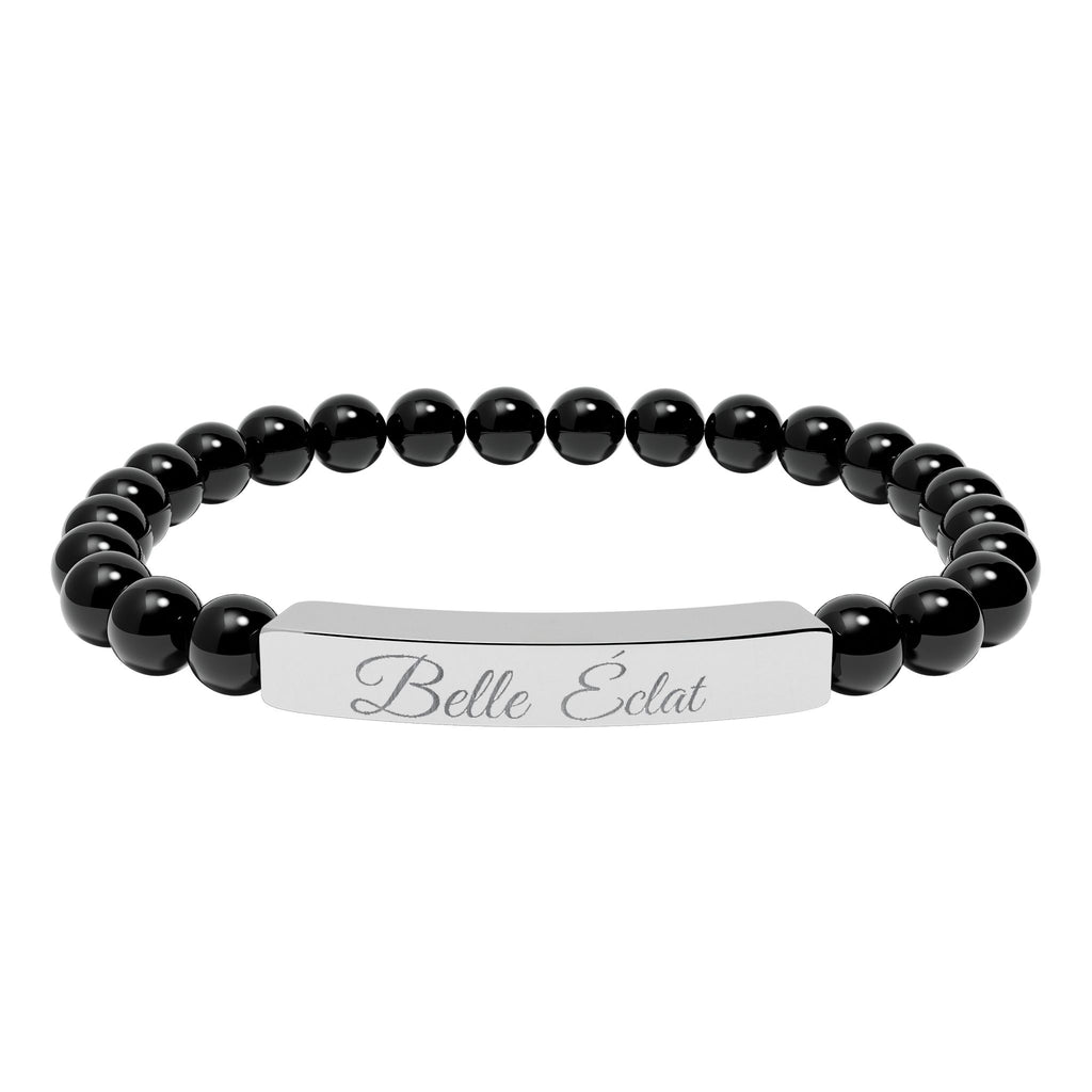 Natural Stone Stretch Bracelet (Engraved)