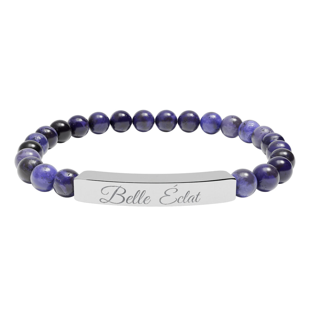 Natural Stone Stretch Bracelet (Engraved)