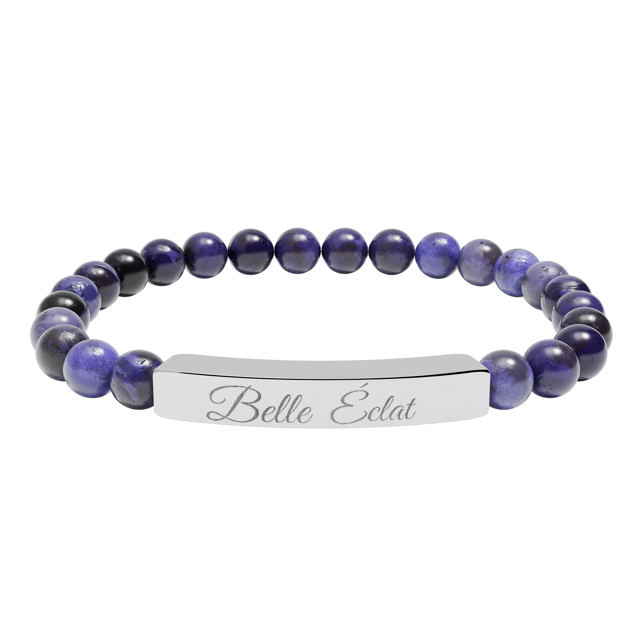 Natural Stone Stretch Bracelet (Engraved)